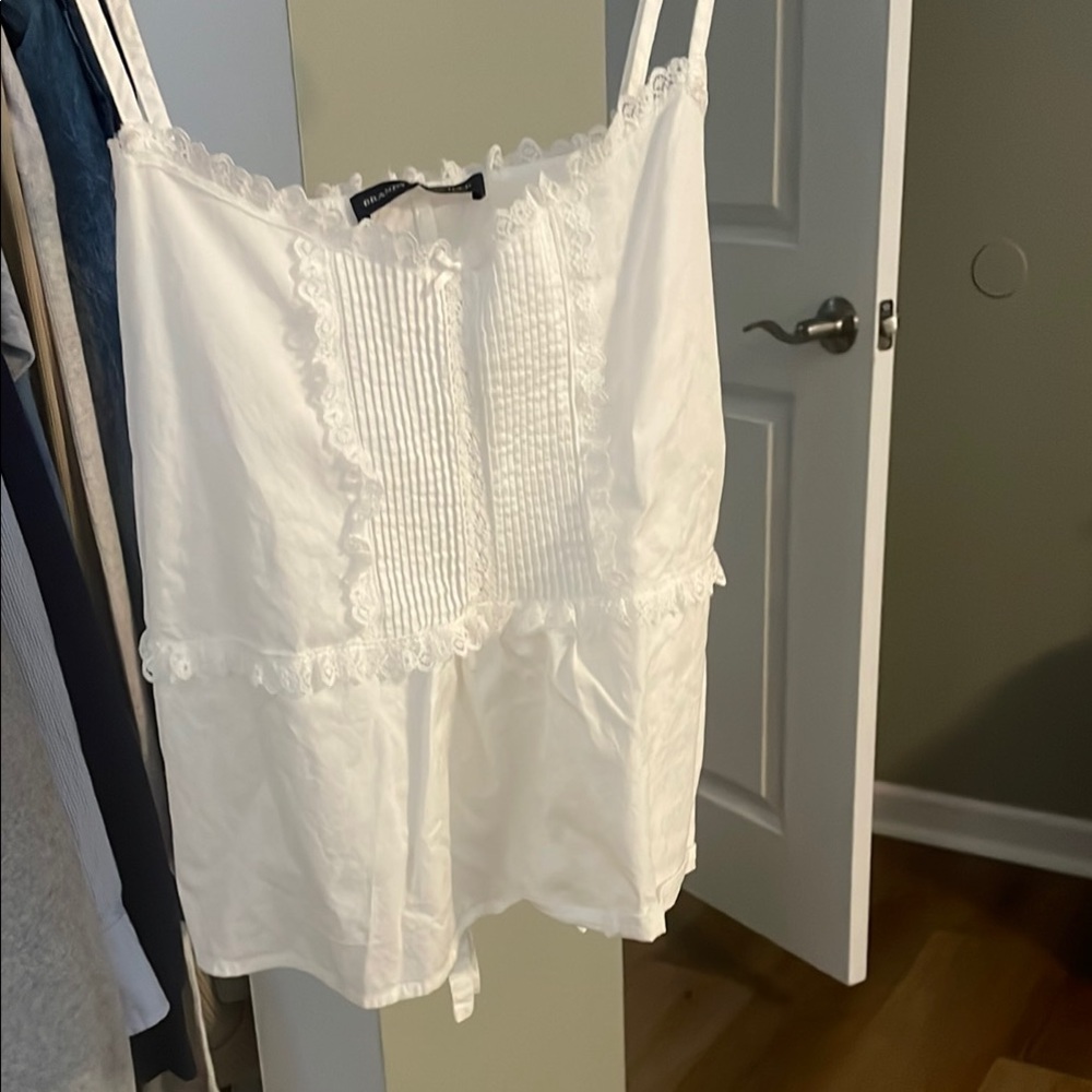 Brandy Melville White Smocked Ruffled Camisole